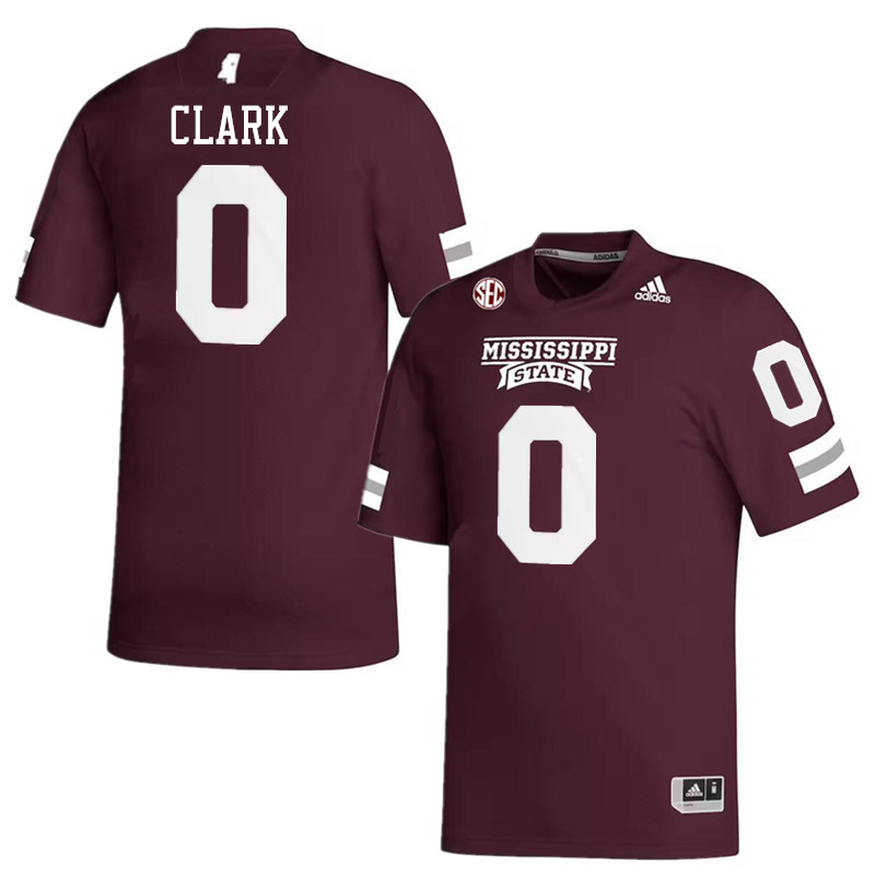 Men #0 Fred Clark Mississippi State Bulldogs College Football Jerseys Stitched-Maroon